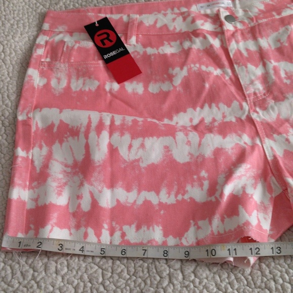NWT Rosegal 3X/US 20 Pink White Tie Dye Lightweight Denim Distressed Hem… - Picture 10 of 14